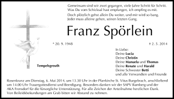 Anzeige von Franz Spörlein von MGO