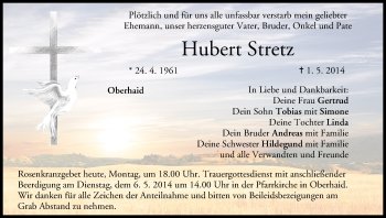 Anzeige von Hubert Stretz von MGO