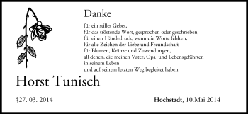 Anzeige von Horst Tunisch von MGO