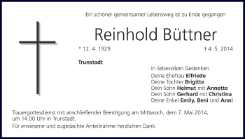 Anzeige von Reinhold Büttner von MGO