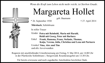 Anzeige von Margareta Hollet von MGO
