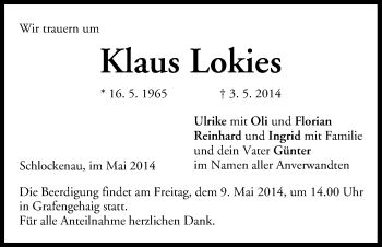 Anzeige von Klaus Lokies von MGO