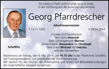 Anzeige von Georg Pfarrdrescher von MGO