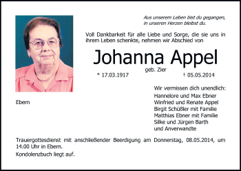 Anzeige von Johanna Appel von MGO