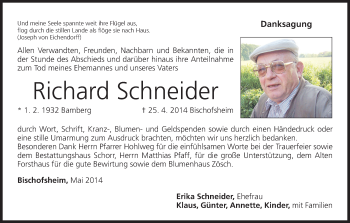 Anzeige von Richard Schneider von MGO