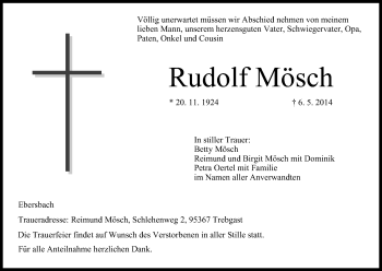 Anzeige von Rudolf Mösch von MGO