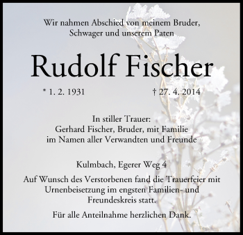 Anzeige von Rudolf Fischer von MGO