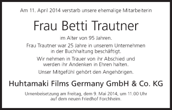 Anzeige von Betti Trautner von MGO