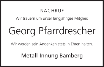Anzeige von Georg Pfarrdrescher von MGO
