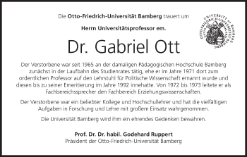 Anzeige von Gabriel Ott von MGO