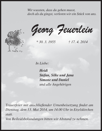 Anzeige von Georg Feuerlein von MGO