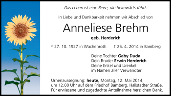 Anzeige von Anneliese Brehm von MGO