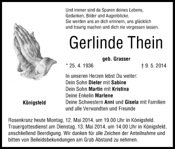 Anzeige von Gerlinde Thein von MGO