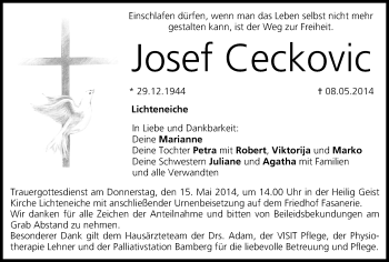 Anzeige von Josef Ceckovic von MGO