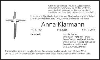 Anzeige von Anna Klarmann von MGO