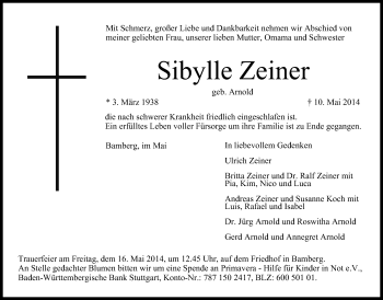 Anzeige von Sibylle Zeiner von MGO