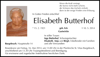 Anzeige von Elisabeth Butterhof von MGO