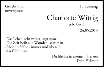 Anzeige von Charlotte Wittig von MGO
