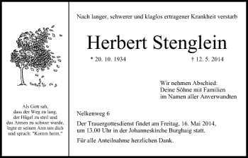 Anzeige von Herbert Stenglein von MGO