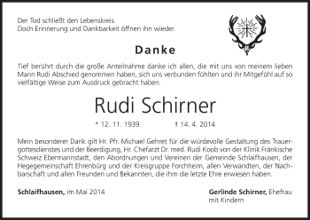 Anzeige von Rudi Schirner von MGO