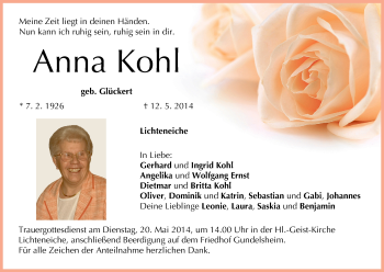 Anzeige von Anna Kohl von MGO