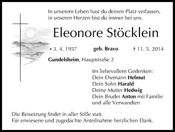 Anzeige von Eleonore Stöcklein von MGO
