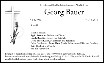 Anzeige von Georg Bauer von MGO