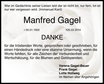 Anzeige von Manfred Gagel von MGO