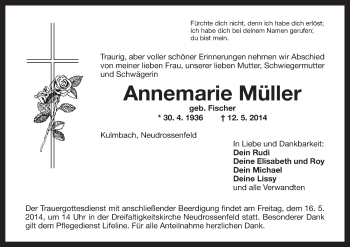 Anzeige von Annemarie Müller von MGO