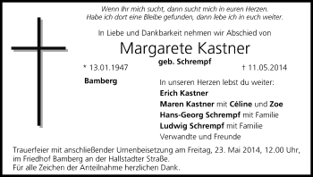 Anzeige von Margarete Kastner von MGO