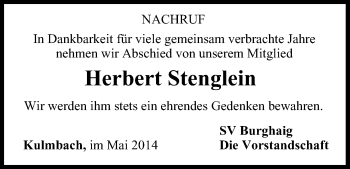 Anzeige von Herbert Stenglein von MGO