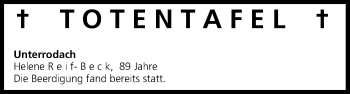Anzeige von Totentafel vom 17.05.2014 von MGO