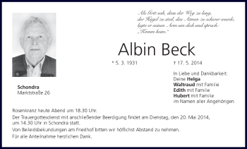 Anzeige von Albin Beck von MGO