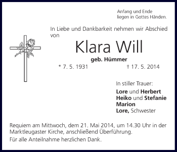 Anzeige von Klara Will von MGO