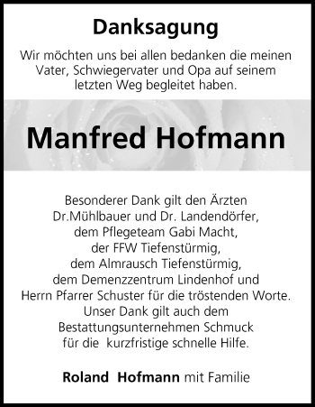 Anzeige von Manfred Hofmann von MGO