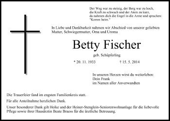 Anzeige von Betty Fischer von MGO