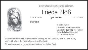 Anzeige von Frieda Bloß von MGO