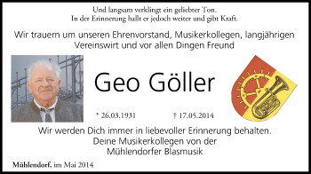 Anzeige von Geo Göller von MGO