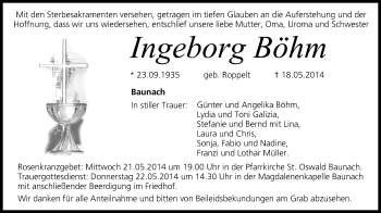 Anzeige von Ingeborg Böhm von MGO