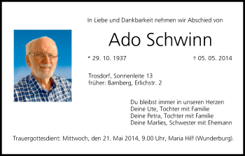 Anzeige von Ado Schwinn von MGO