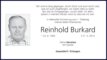 Anzeige von Reinhold Burkard von MGO