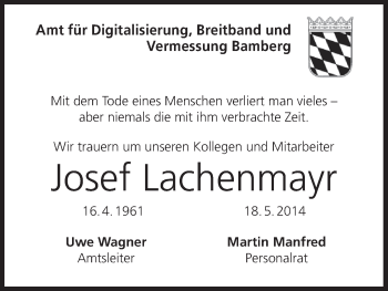 Anzeige von Josef Lachenmayr von MGO