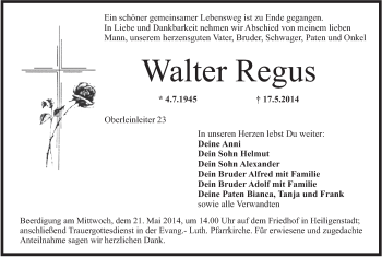 Anzeige von Walter Regus von MGO