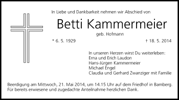 Anzeige von Betti Kammermeier von MGO