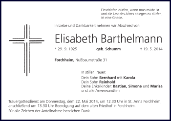 Anzeige von Elisabeth Barthelmann von MGO