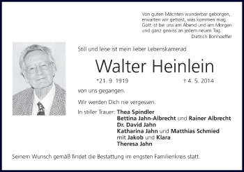Anzeige von Walter Heinlein von MGO