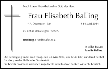 Anzeige von Elisabeth Balling von MGO
