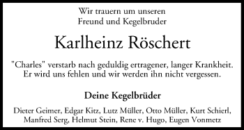 Anzeige von Karlheinz Röschert von MGO