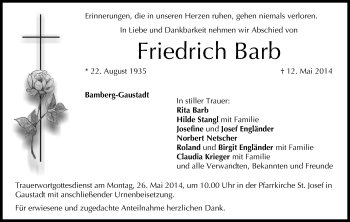 Anzeige von Friedrich Barb von MGO