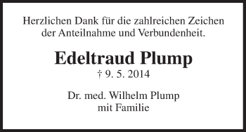 Anzeige von Edeltraud Plump von MGO